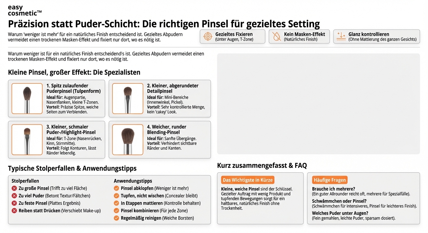Welche Pinsel eignen sich, um Setting-Puder nur sehr gezielt aufzutragen, z.B. unter den Augen oder in der T-Zone?