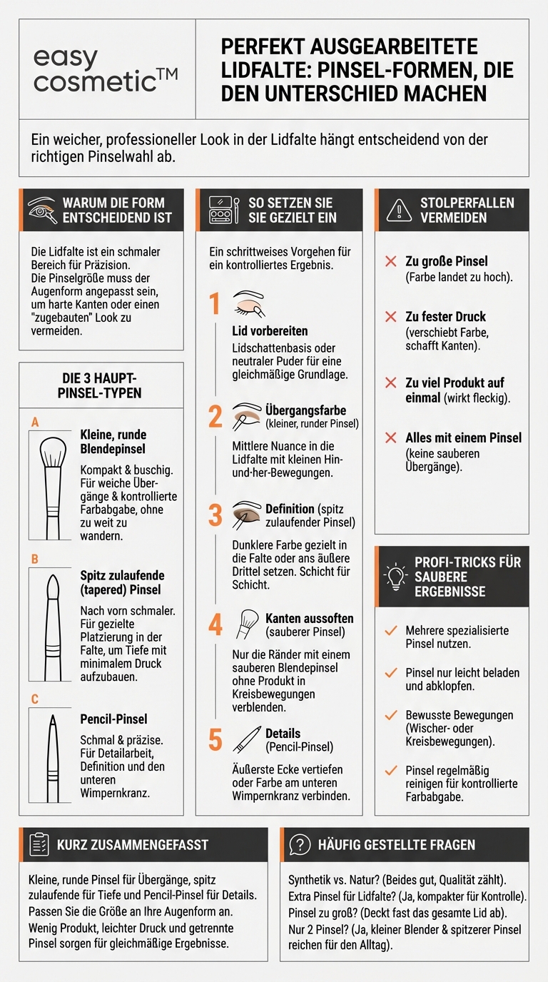 Welche Pinsel-Formen eignen sich am besten zum präzisen Verblenden von Lidschatten in der Lidfalte?