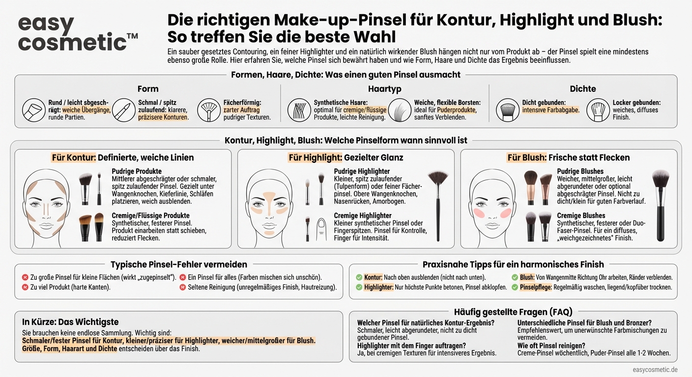Welche Pinsel sind ideal zum Konturieren, Highlighten und für Blush?