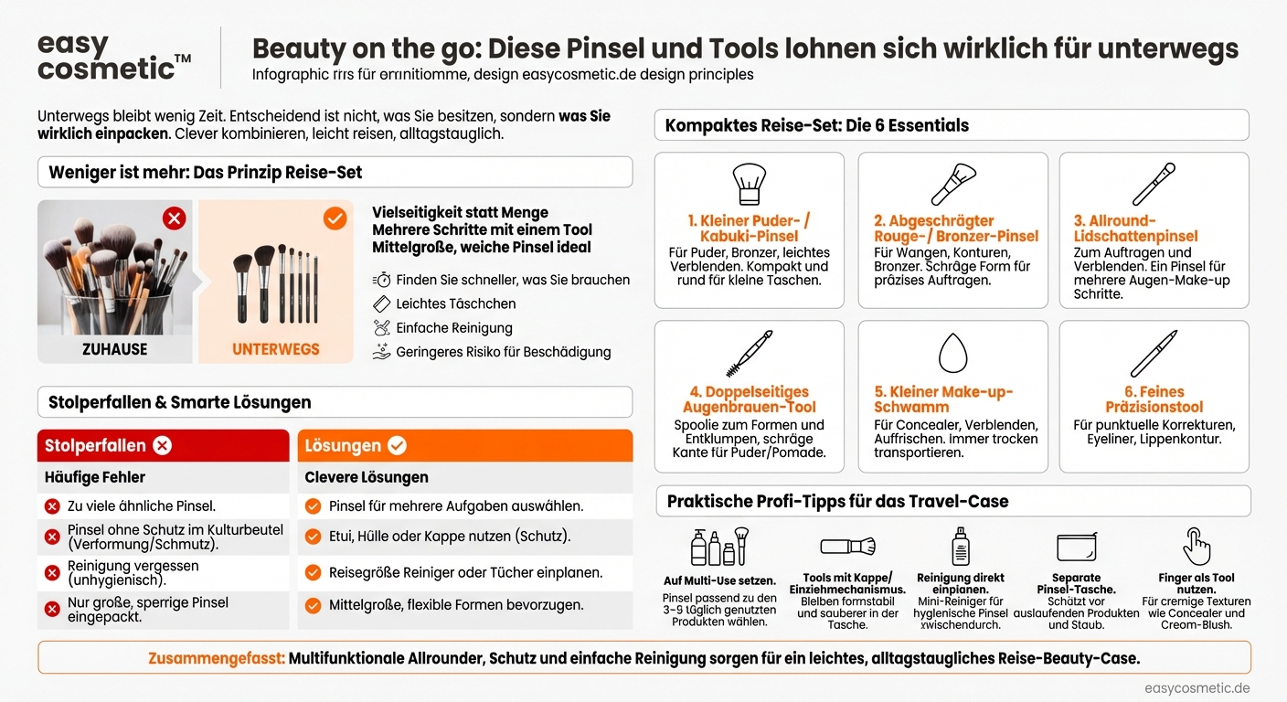 Welche Pinsel und Tools sind besonders praktisch für unterwegs oder auf Reisen?
