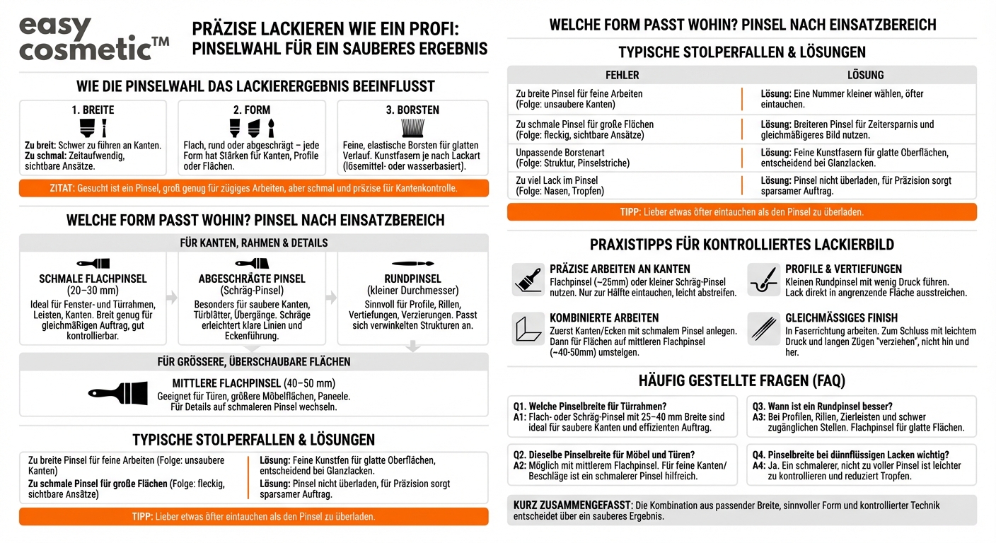 Welche Pinselbreite oder -form eignet sich für ein präzises Lackierergebnis?
