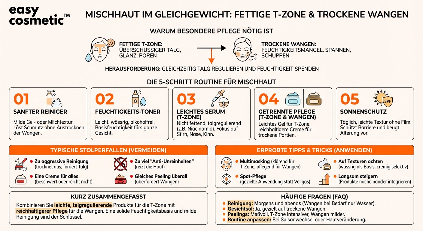 Welche Produkte eignen sich bei Mischhaut mit fettiger T-Zone und trockenen Wangen?