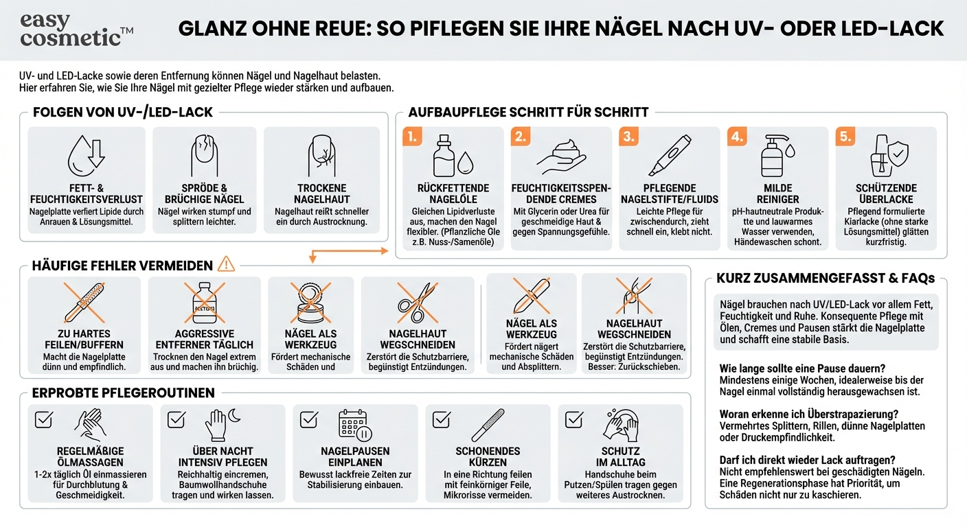 Welche Produkte eignen sich, um Nägel nach häufigem Gebrauch von UV- oder LED-Lack zu pflegen?