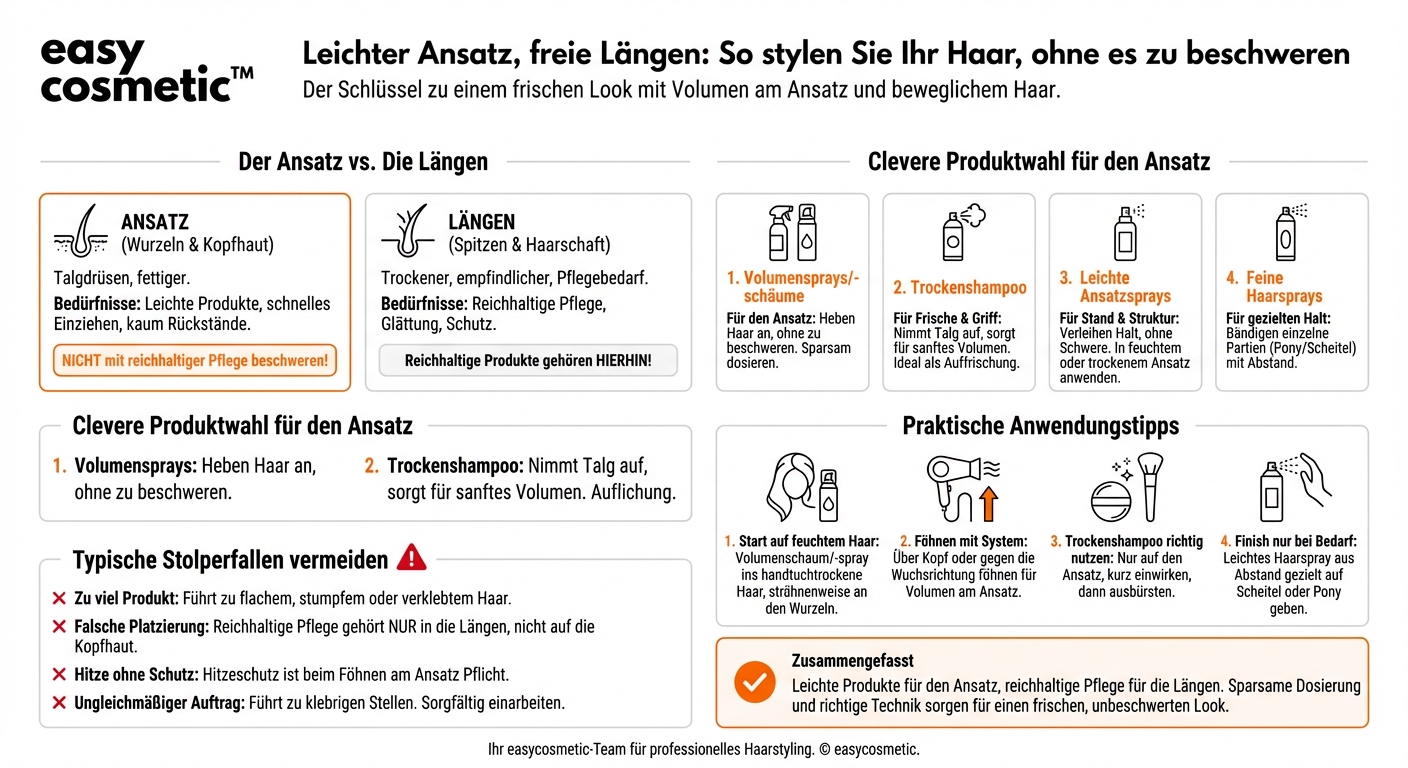 Welche Produkte sind ideal, um den Ansatz zu stylen, ohne die Längen zu überlasten?