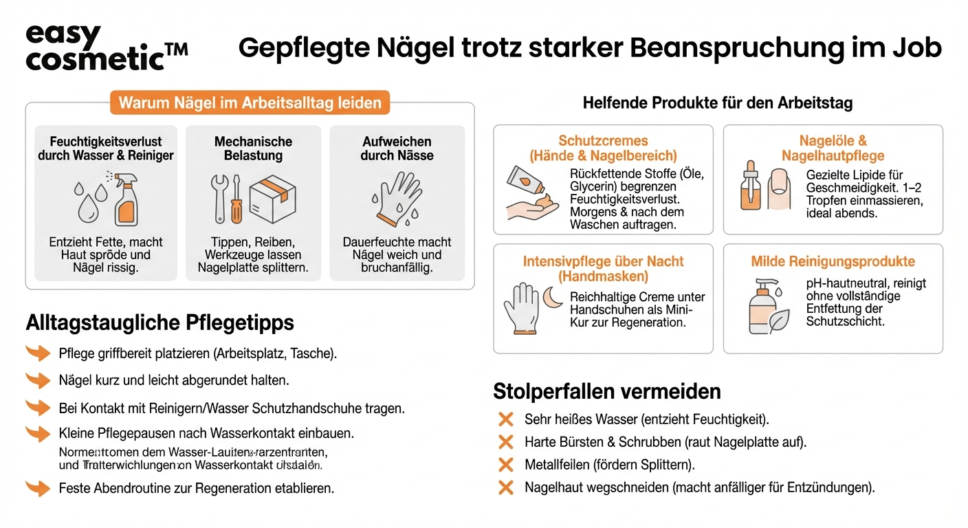 Welche Produkte unterstützen die Nagelpflege bei beruflich stark beanspruchten Händen, z. B. im Handwerk oder in der Gastronomie?