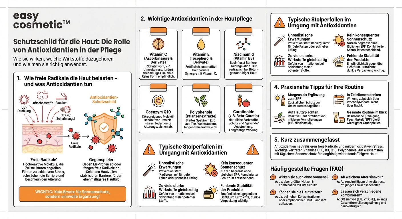 Welche Rolle spielen Antioxidantien in der Hautpflege und welche Inhaltsstoffe gehören dazu?