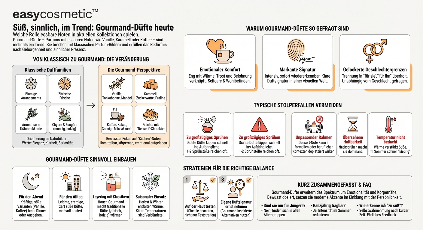 Welche Rolle spielen Gourmand-Düfte in aktuellen Trendkollektionen im Vergleich zu traditionellen Parfums?