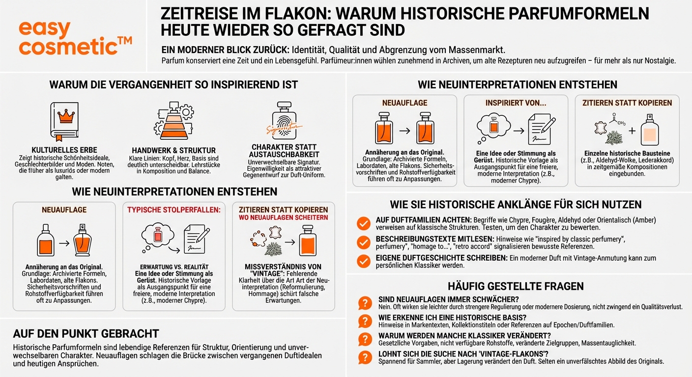 Welche Rolle spielen Interpretation und Neuauflagen historischer Parfumformeln in heutigen Duftkollektionen?