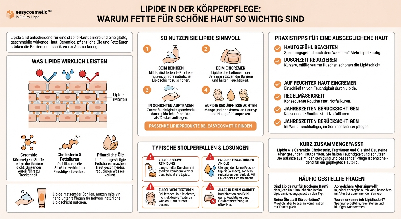 Welche Rolle spielen Lipide wie Ceramide oder pflanzliche Öle in der Körperpflege?