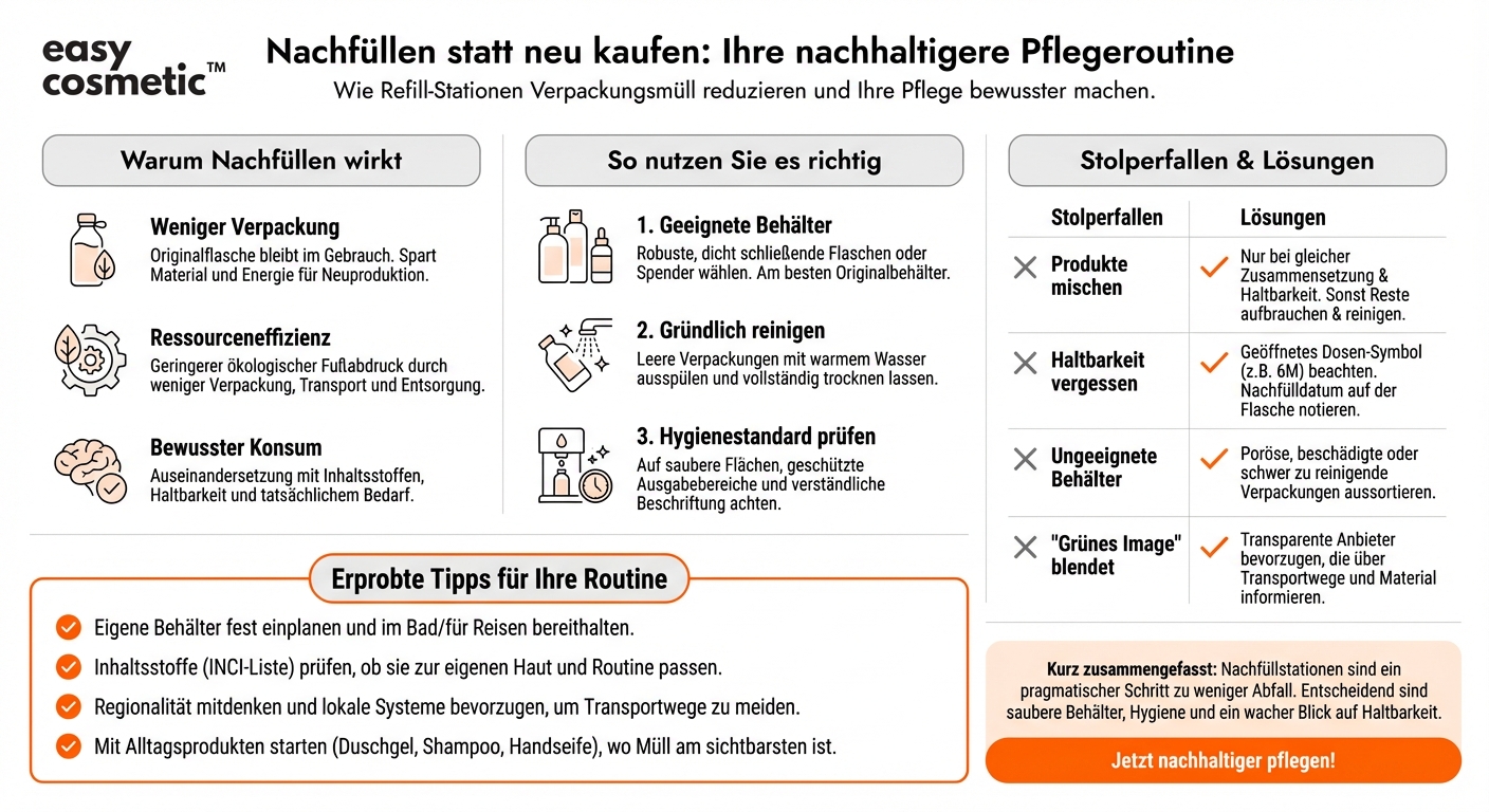 Welche Rolle spielen Nachfüllstationen im Handel für eine nachhaltige Pflegeroutine und worauf sollte ich dabei achten?