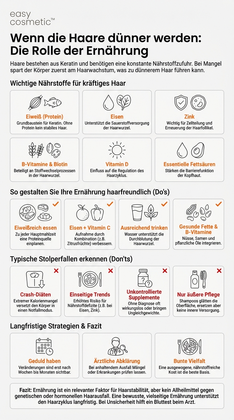 Welche Rolle spielt die Ernährung bei Haarausfall und dünner werdendem Haar?