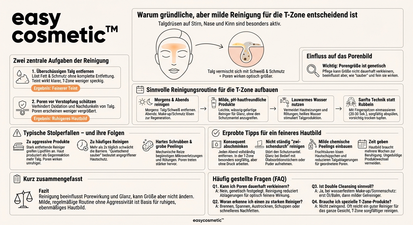Welche Rolle spielt die Gesichtsreinigung bei großen Poren und glänzender T-Zone?