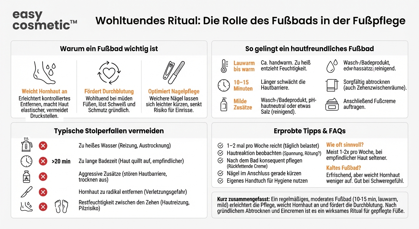Welche Rolle spielt ein regelmäßiges Fußbad bei der Fußpflege und was gehört hinein?