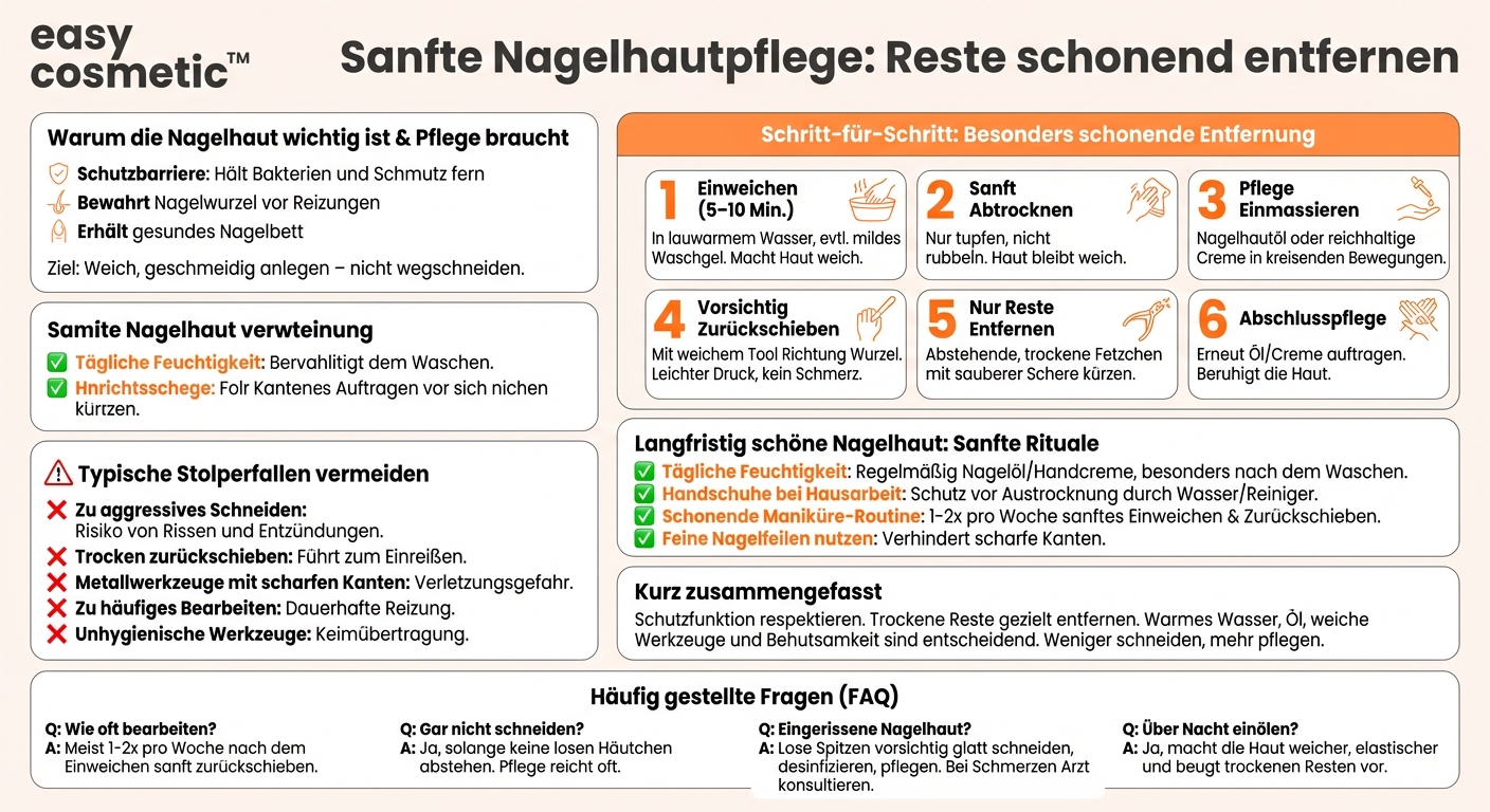 Welche sanften Methoden gibt es, um unschöne Nagelhautreste rund um den Nagel zu entfernen?
