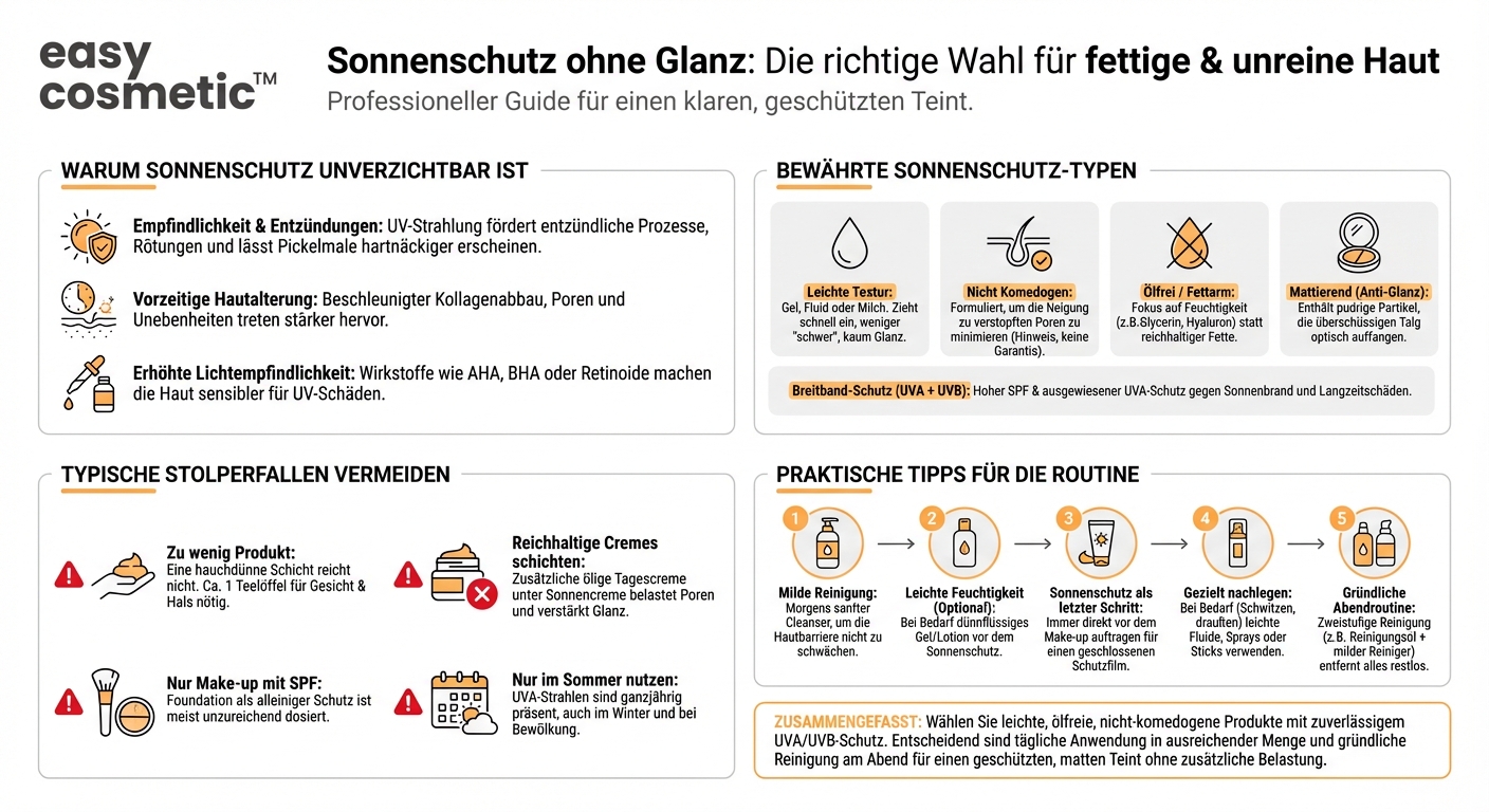 Welche Sonnencreme eignet sich bei fettiger oder zu Akne neigender Haut, ohne Poren zu verstopfen?