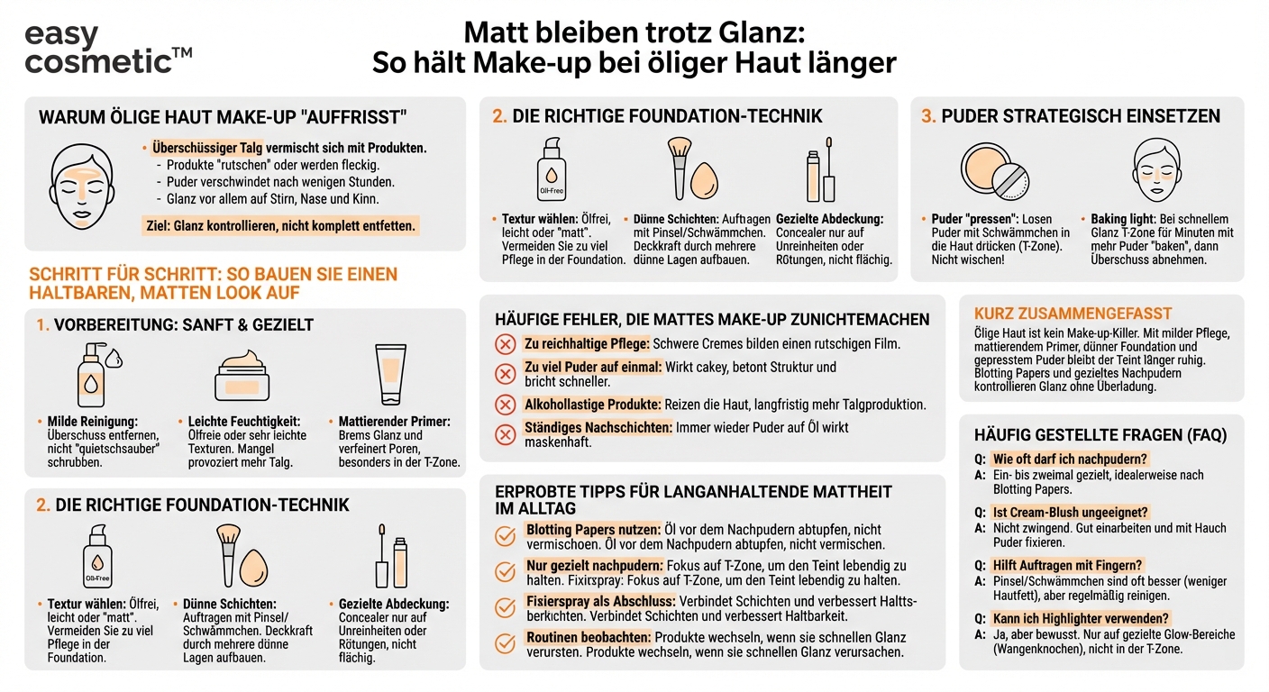 Welche speziellen Techniken gibt es, damit Make-up bei öliger Haut länger matt bleibt?