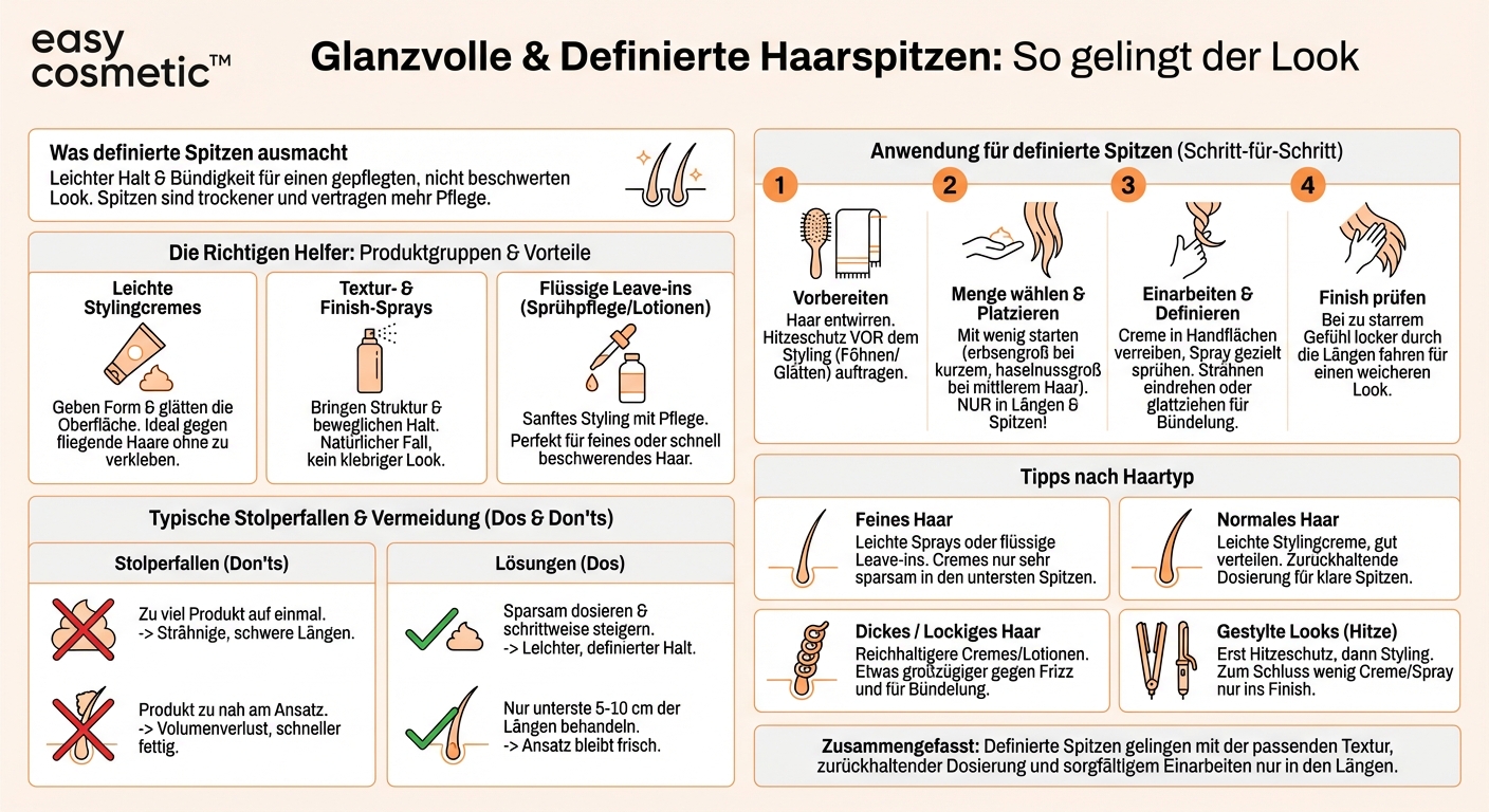 Welche Stylingcremes oder -sprays eignen sich, um gestylte Spitzen definiert wirken zu lassen?