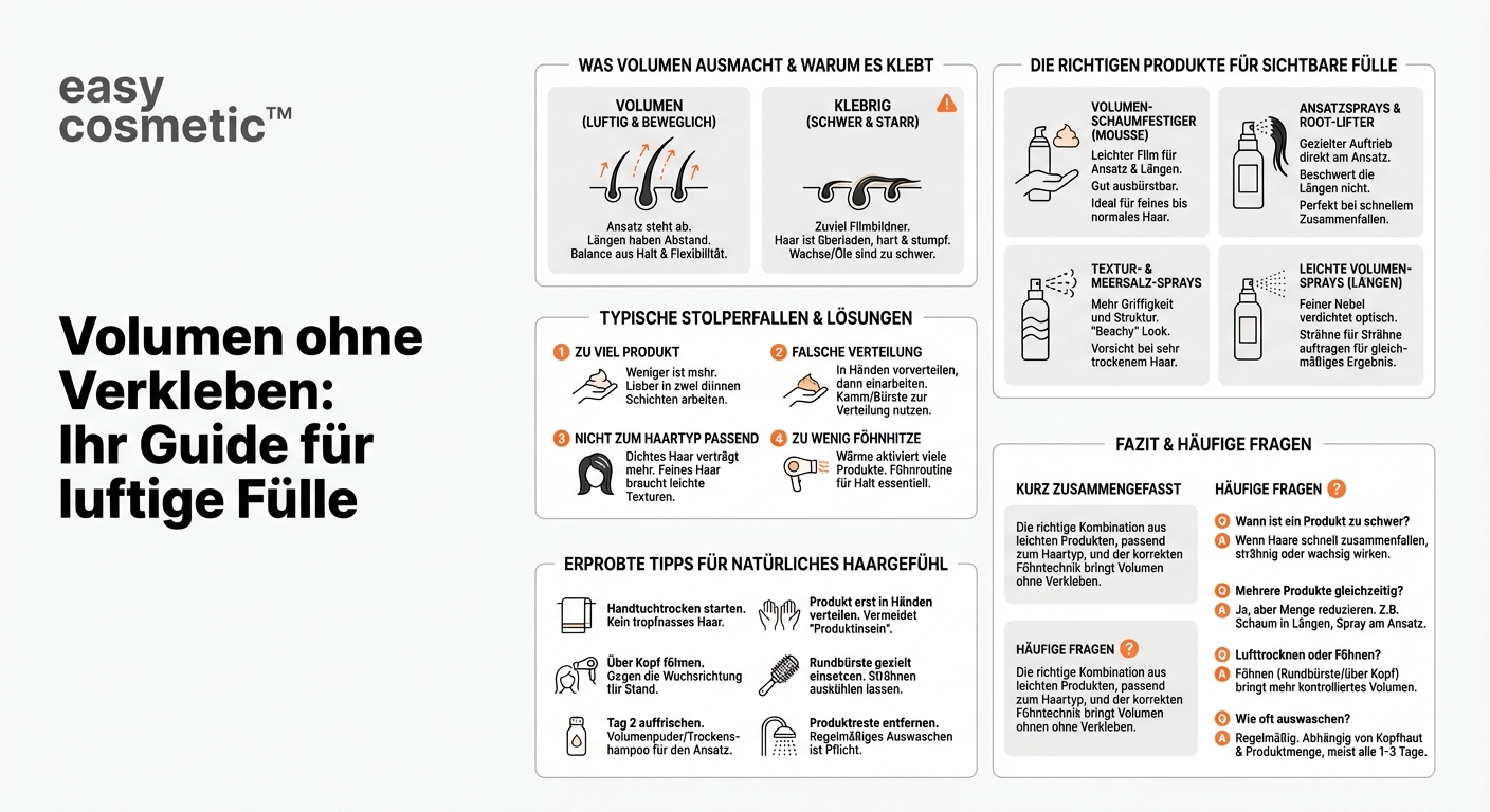 Welche Stylingprodukte geben Volumen, ohne das Haar zu verkleben?