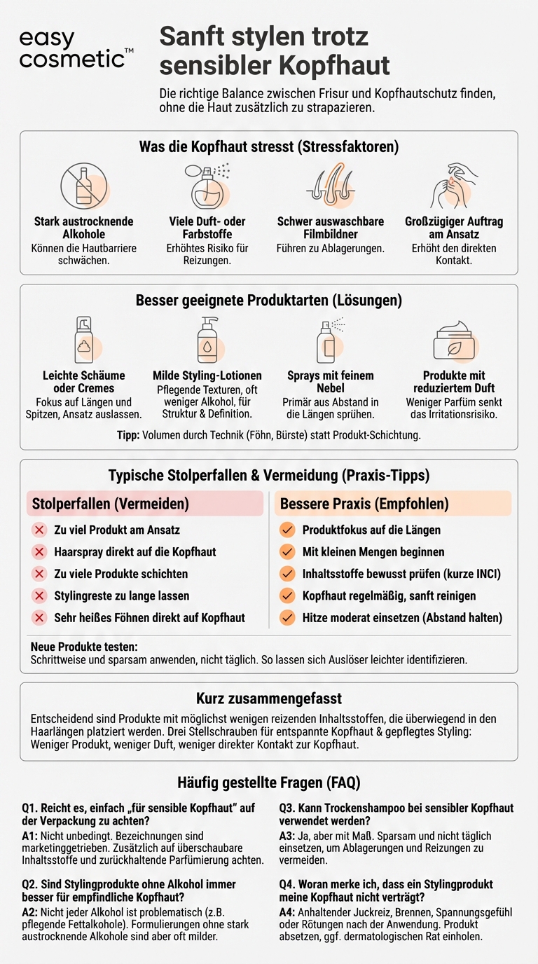 Welche Stylingprodukte sind für sensible oder gereizte Kopfhaut geeignet?