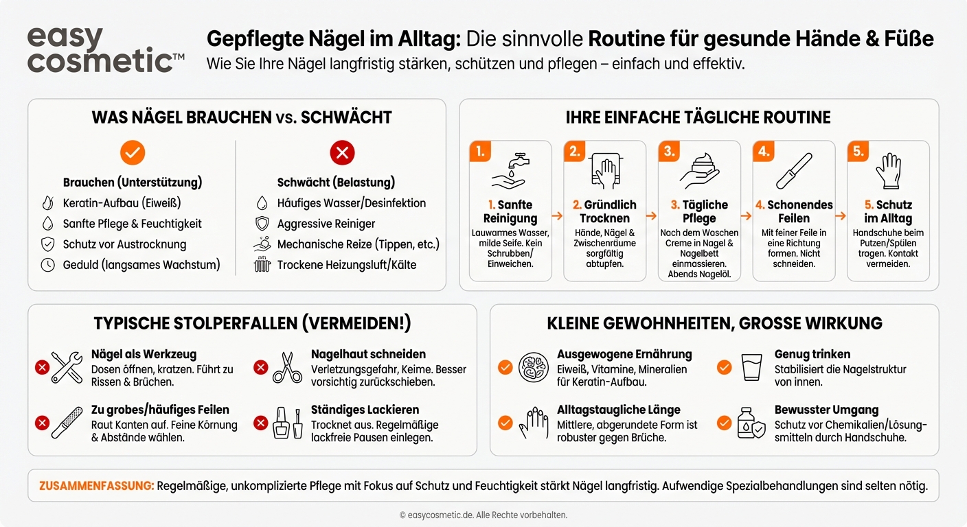 Welche tägliche Routine unterstützt langfristig gesunde, gepflegte Nägel?