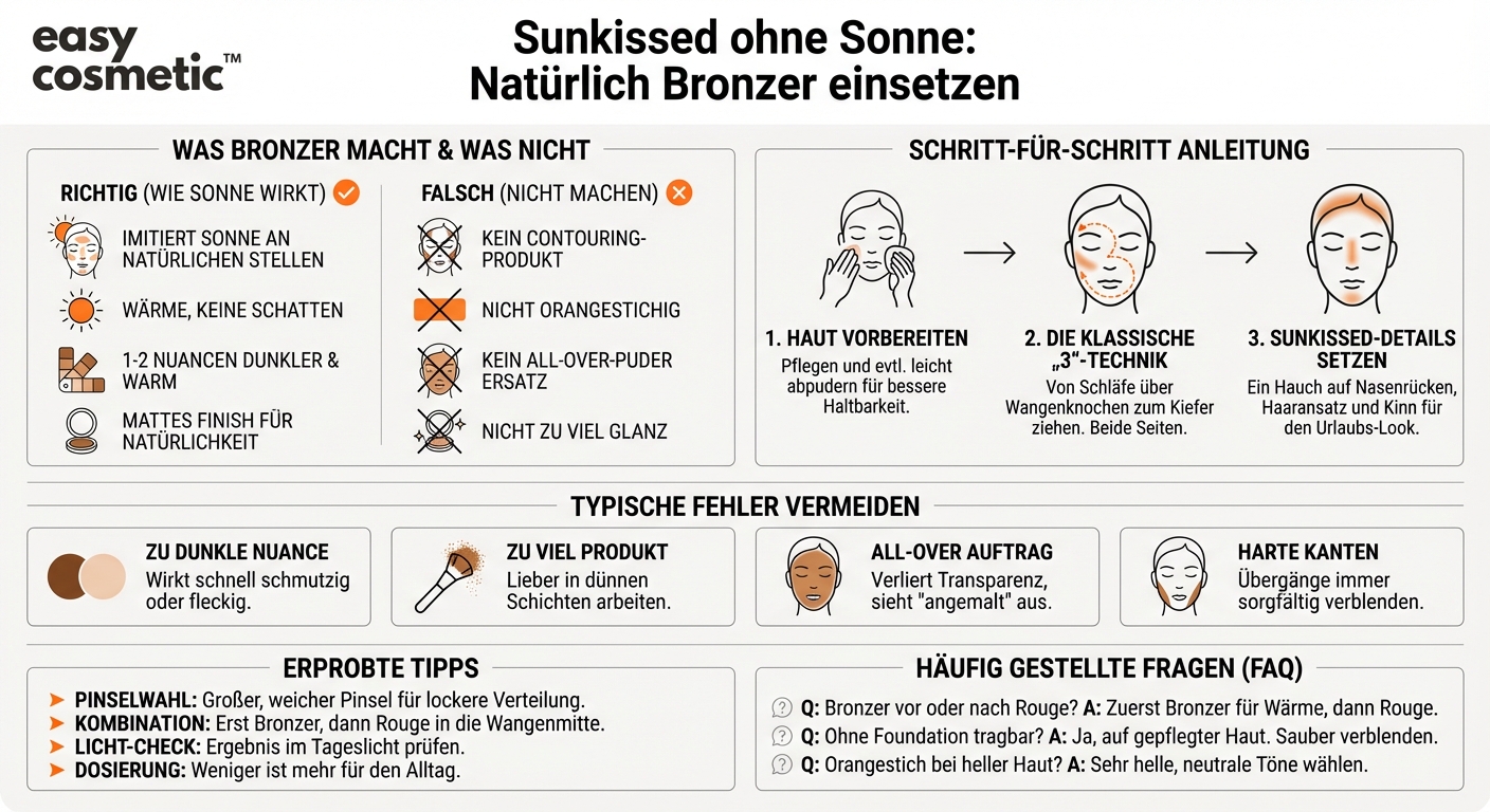 Welche Techniken gibt es, um mit Bronzer einen Sunkissed-Look zu schminken?