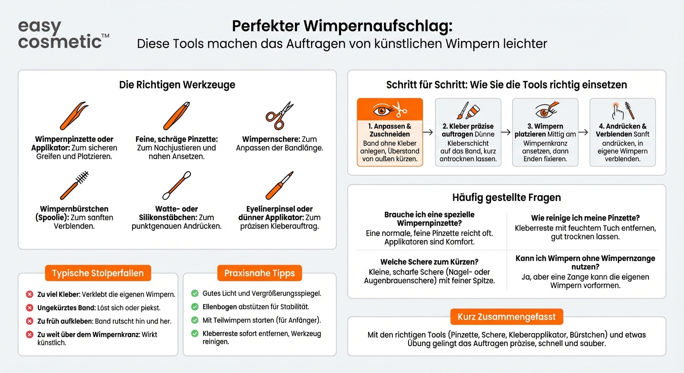 Welche Tools erleichtern das Auftragen von künstlichen Wimpern und wie benutzt man sie richtig?