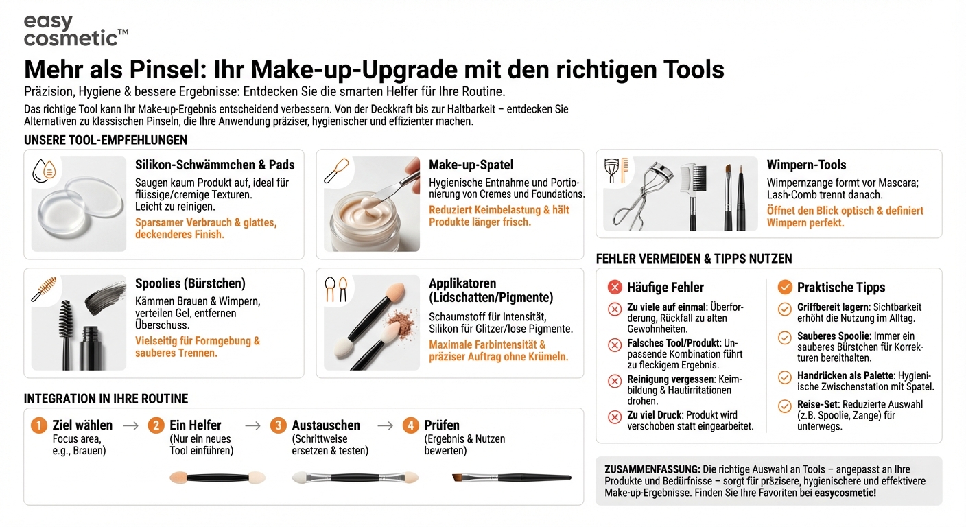 Welche Tools gibt es neben Pinseln und Schwämmchen noch, um Make-up aufzutragen?