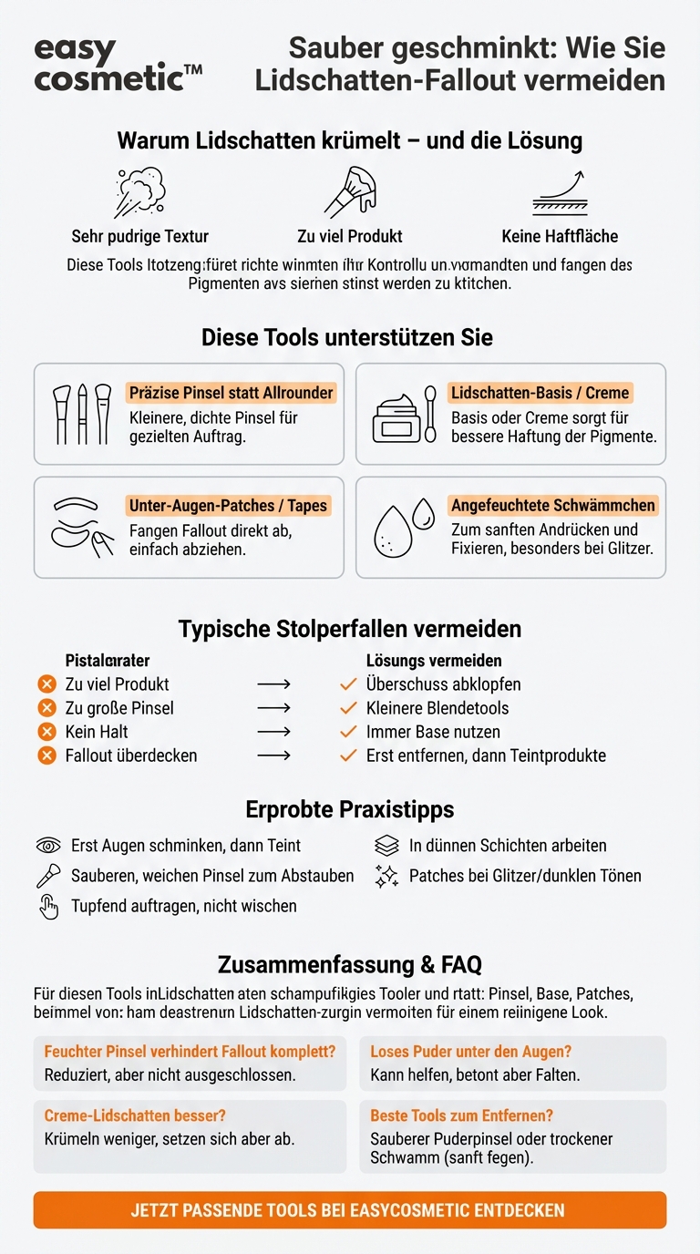 Welche Tools helfen dabei, Fallout unter den Augen beim Lidschattenauftrag zu vermeiden?