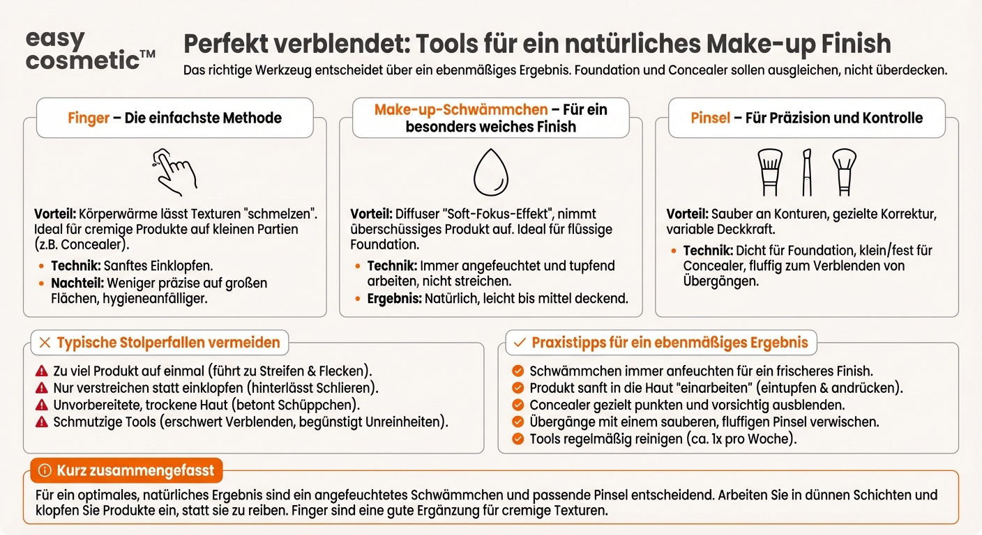 Welche Tools helfen dabei, Foundation und Concealer besonders ebenmäßig zu verblenden?