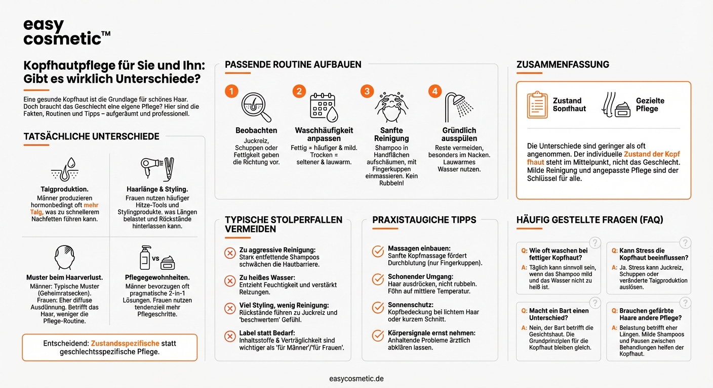 Welche Unterschiede gibt es bei der Kopfhautpflege für Männer und Frauen?