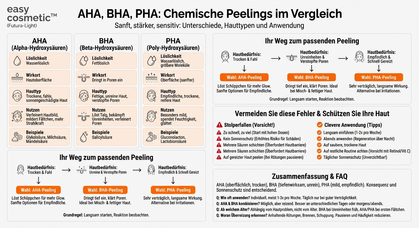 Welche Unterschiede gibt es zwischen AHA-, BHA- und PHA-Peelings?