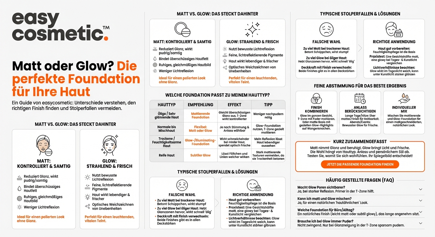 Welche Unterschiede gibt es zwischen mattierender und glow/illuminating Foundation und welche ist für mich geeignet?
