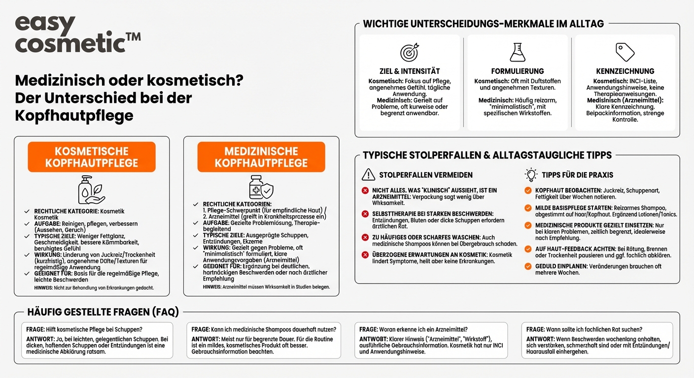 Welche Unterschiede gibt es zwischen medizinischen und kosmetischen Kopfhautpflegeprodukten?