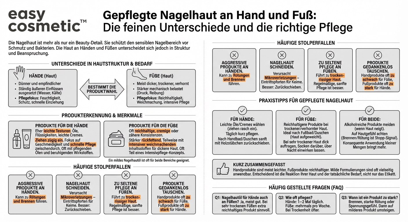 Welche Unterschiede gibt es zwischen Nagelhautpflegeprodukten für die Hände und für die Füße?