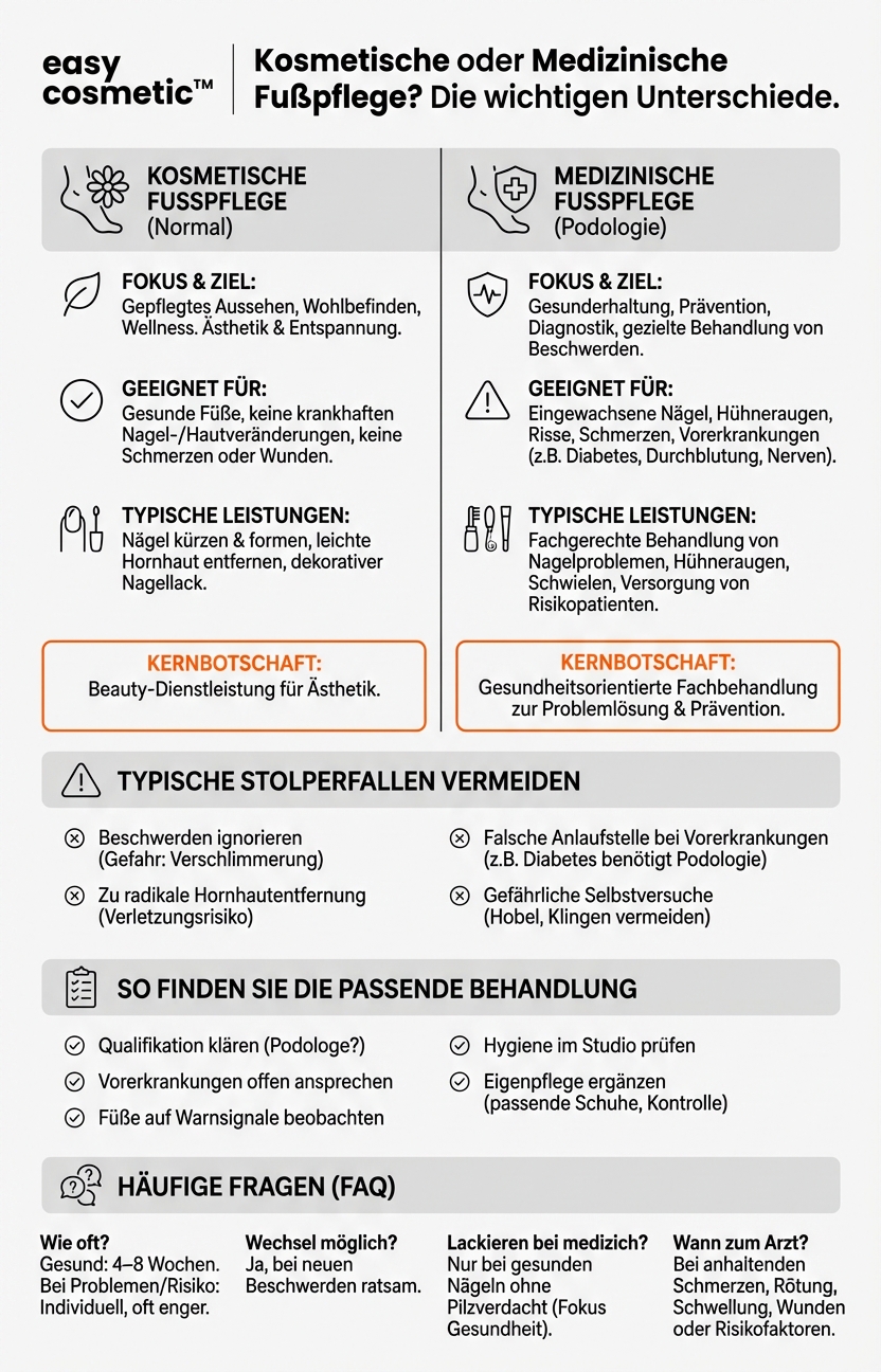 Welche Unterschiede gibt es zwischen normaler und medizinischer Fußpflege?