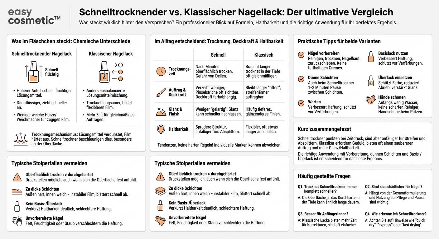 Welche Unterschiede gibt es zwischen schnell trocknenden Nagellacken und klassischen Formulierungen?