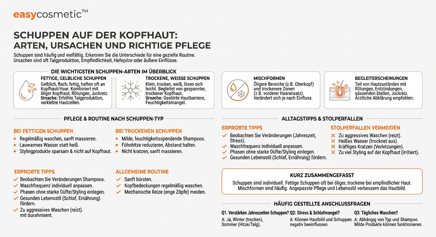 Welche unterschiedlichen Arten von Schuppen gibt es auf der Kopfhaut?