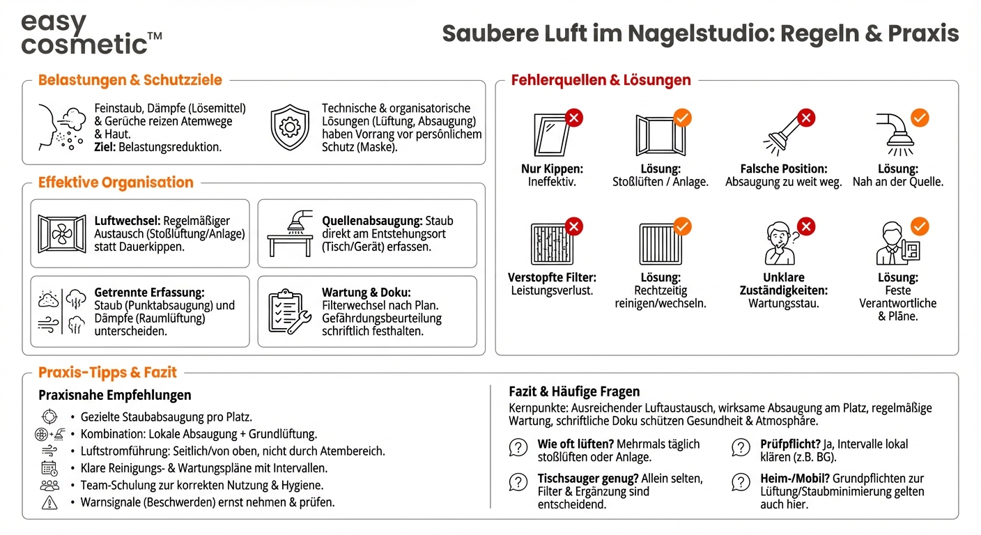 Welche Vorschriften gelten für die Raumlüftung und Staubabsaugung in Nagelstudios?