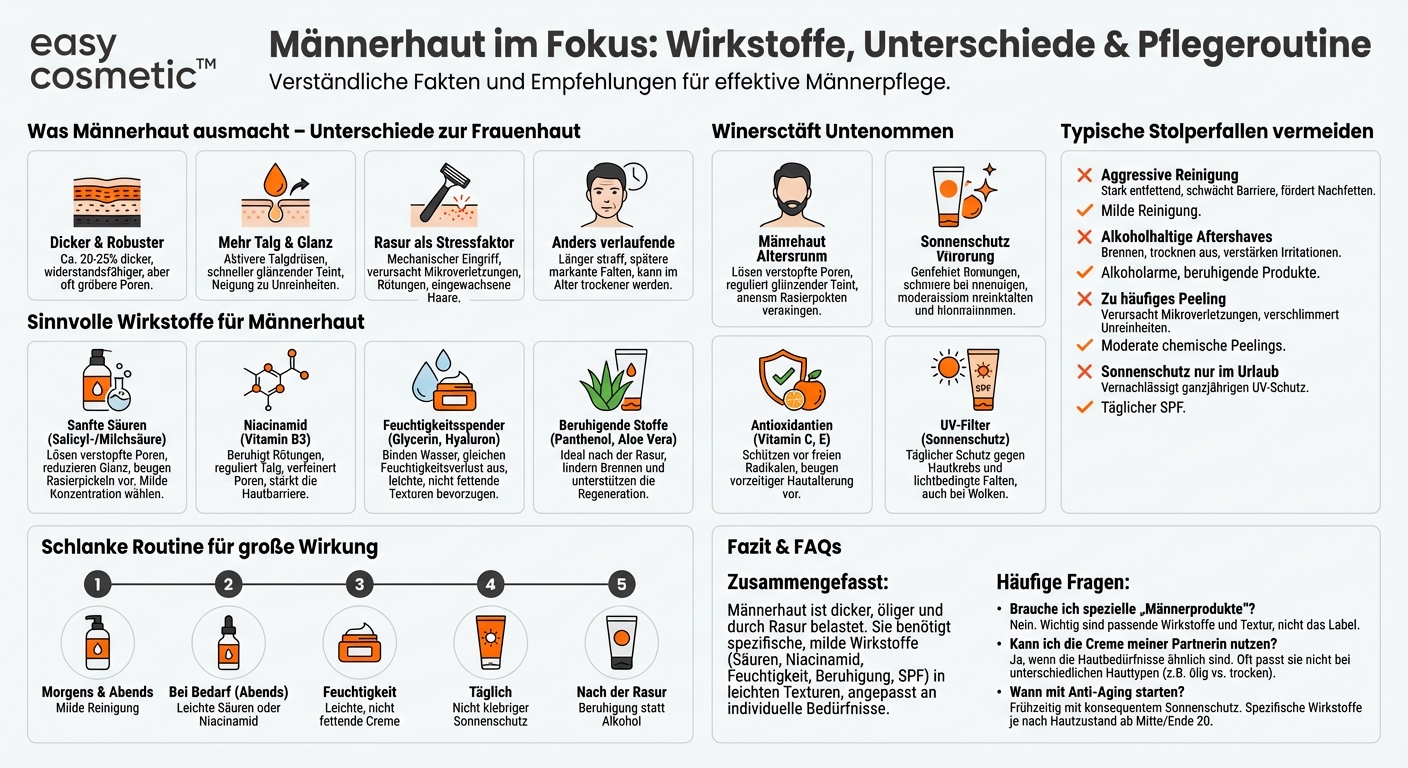 Welche Wirkstoffe sind für Männerhaut besonders geeignet und gibt es Unterschiede zu Frauenhaut?