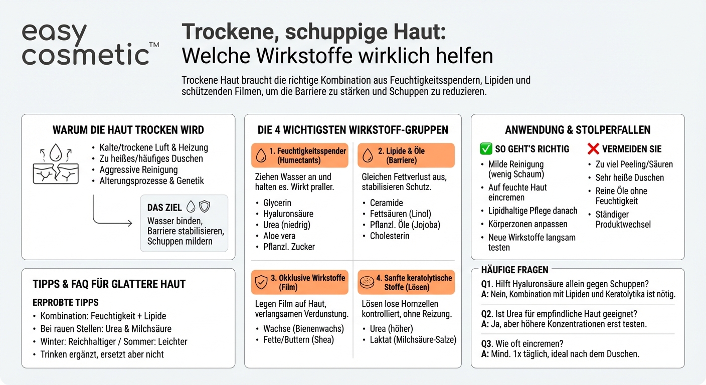 Welche Wirkstoffe sind gut gegen trockene, schuppige Haut?