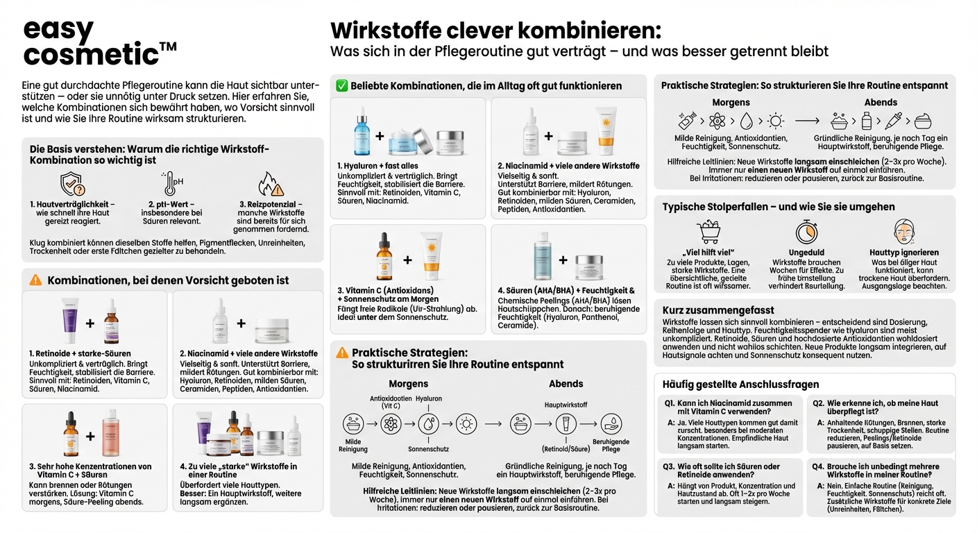 Welche Wirkstoffe sollte man in einer Pflegeroutine kombinieren oder lieber nicht mischen?