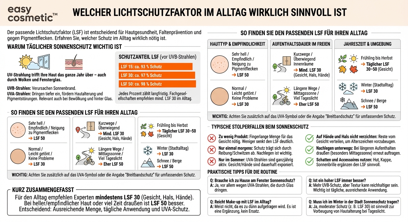 Welchen Lichtschutzfaktor (LSF) sollte ich im Alltag verwenden?