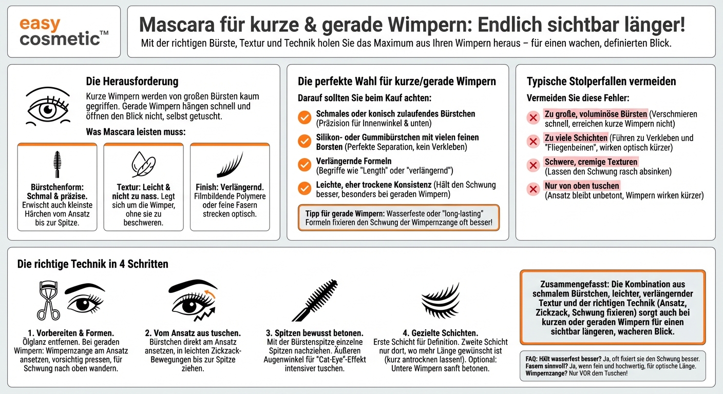 Welcher Mascara ist geeignet, um kurze oder gerade Wimpern sichtbar zu verlängern?