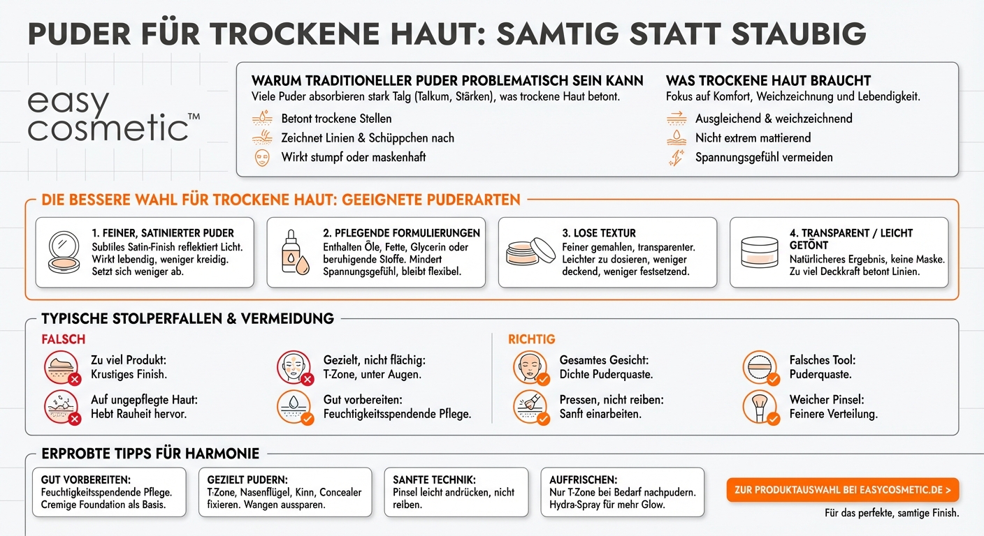 Welches Puder eignet sich am besten für trockene Haut, ohne sie zusätzlich auszutrocknen?