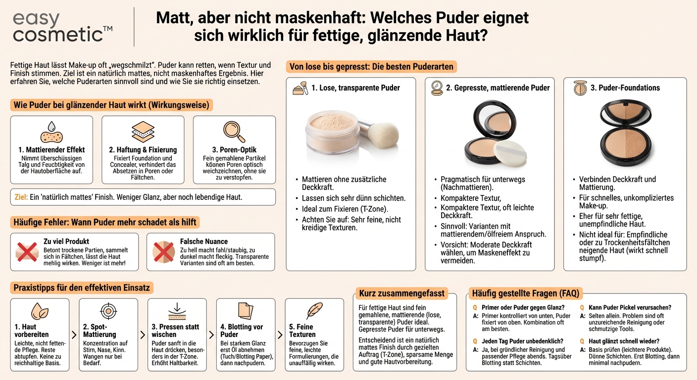 Welches Puder ist ideal für fettige oder zu Glanz neigende Haut?