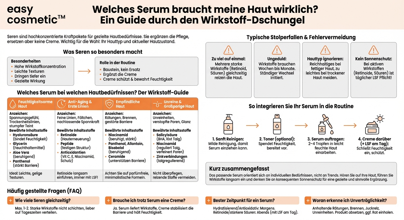 Welches Serum passt zu meinen Hautbedürfnissen (z.B. Feuchtigkeit, Anti-Aging)?