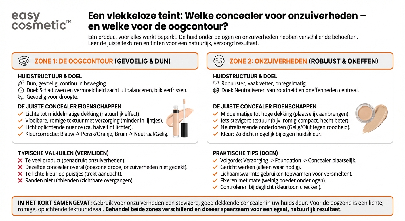 Welke concealer is geschikt voor onzuiverheden en welke voor de oogzone?