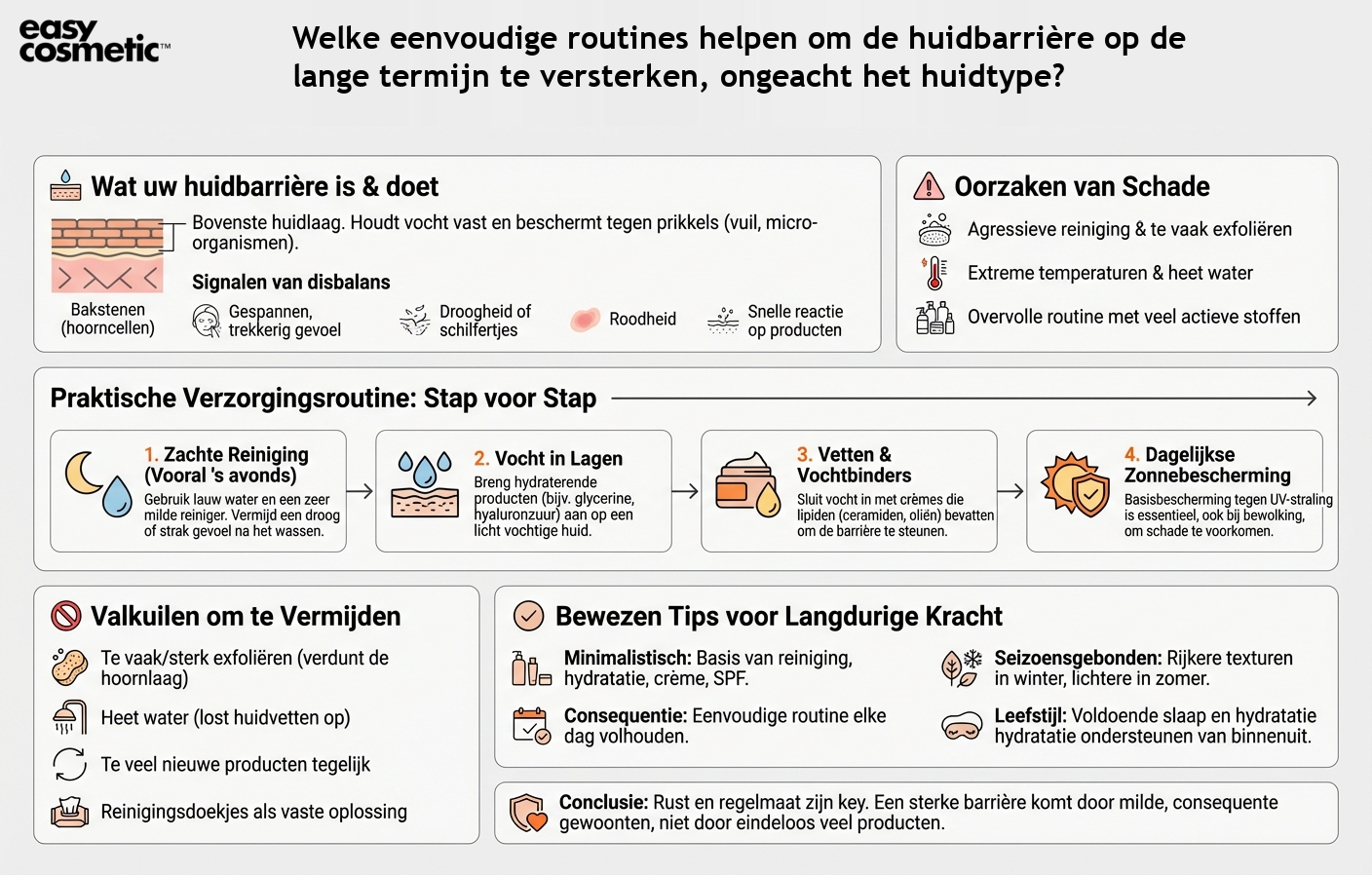 Welke eenvoudige routines helpen om de huidbarrière op de lange termijn te versterken, ongeacht het huidtype?