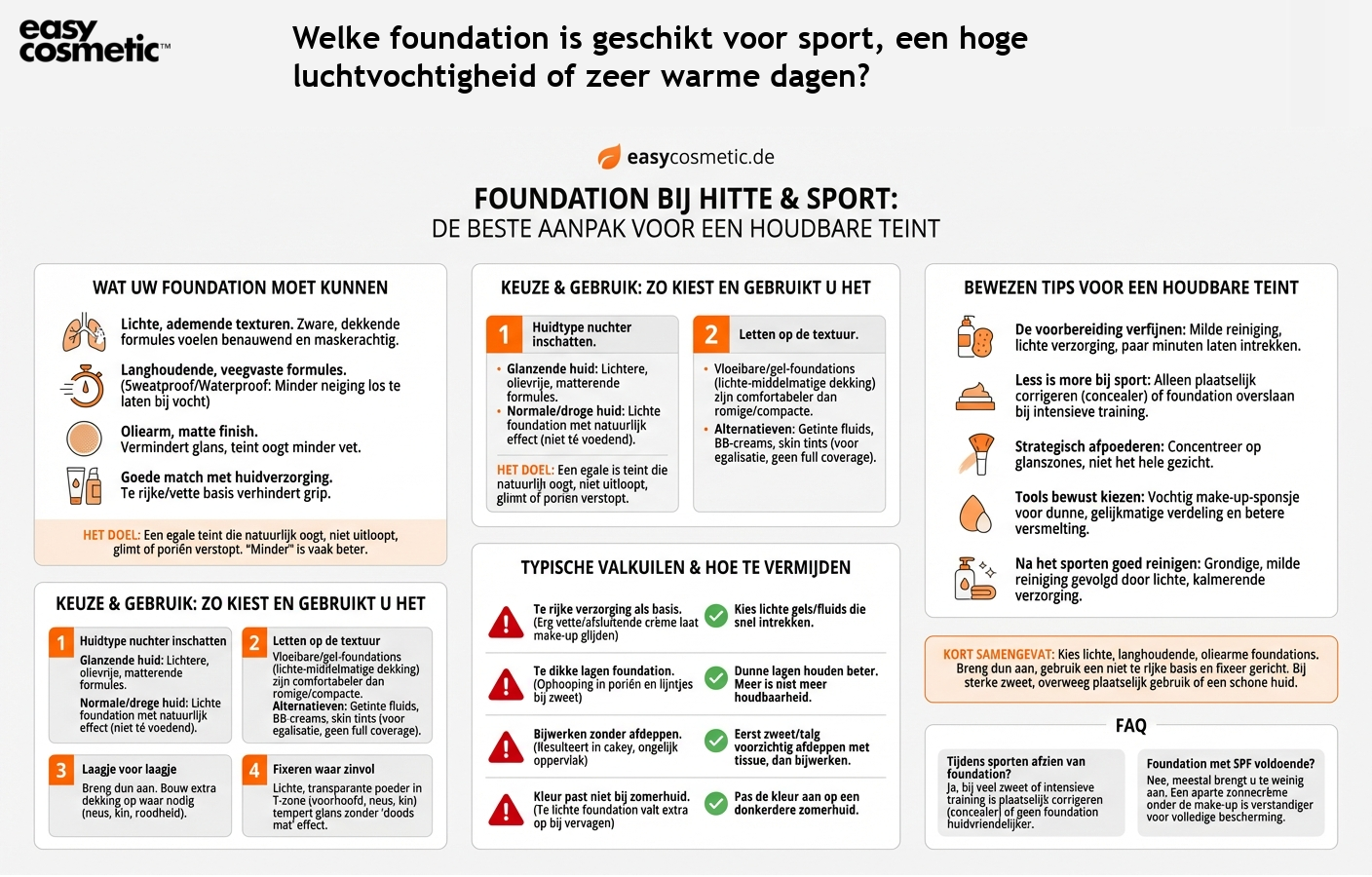 Welke foundation is geschikt voor sport, een hoge luchtvochtigheid of zeer warme dagen?