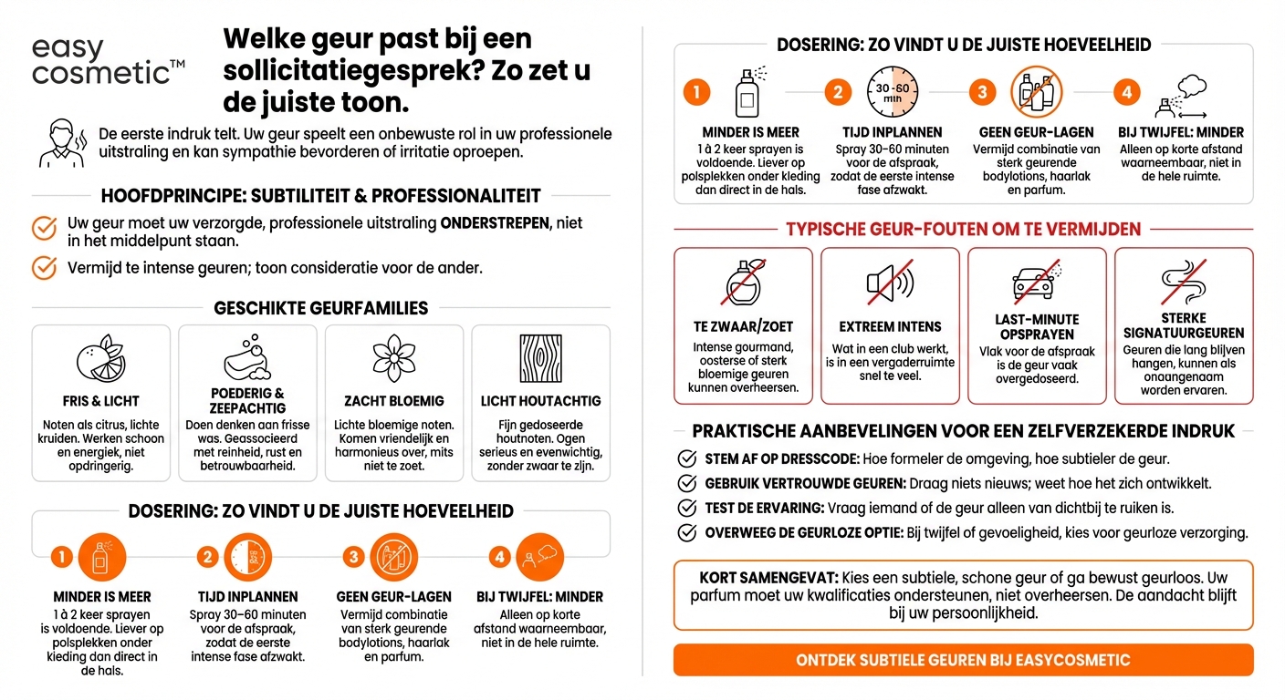 Welke geur kan ik dragen bij een sollicitatiegesprek?